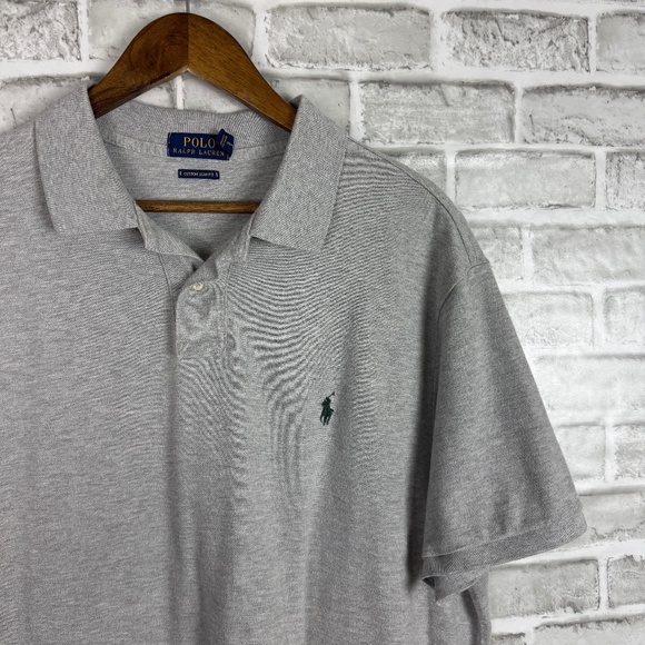 Polo Ralph Lauren Custom Slim Fit Heather Gray Collared Polo Shirt Mens 2XL - Picture 1 of 7